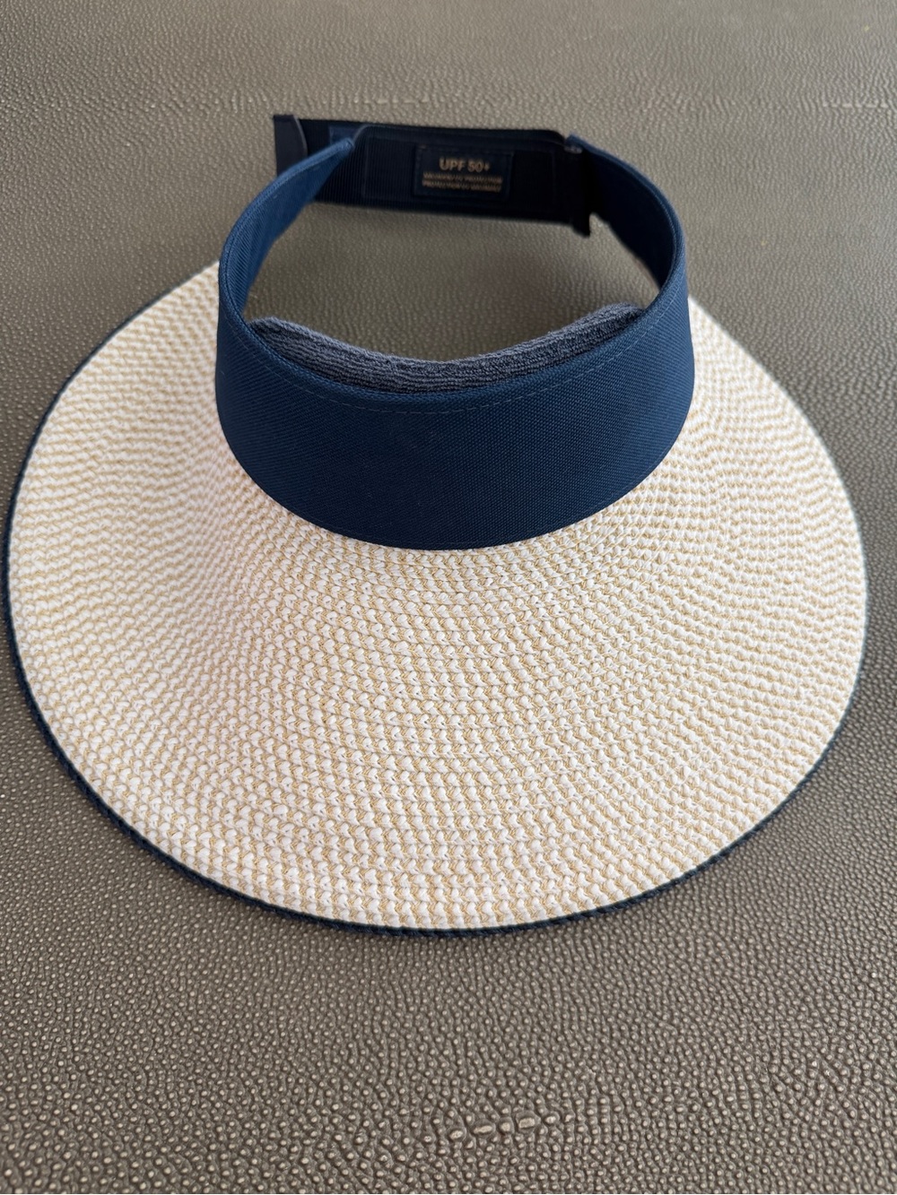 ERIC JAVITS NEW YORK UPF 50+ Navy Straw Sun Visor